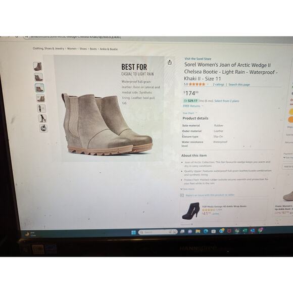 Women's Sorel Joan Of Artic Wedge II Chelsea boot size 12 - Picture 7 of 7